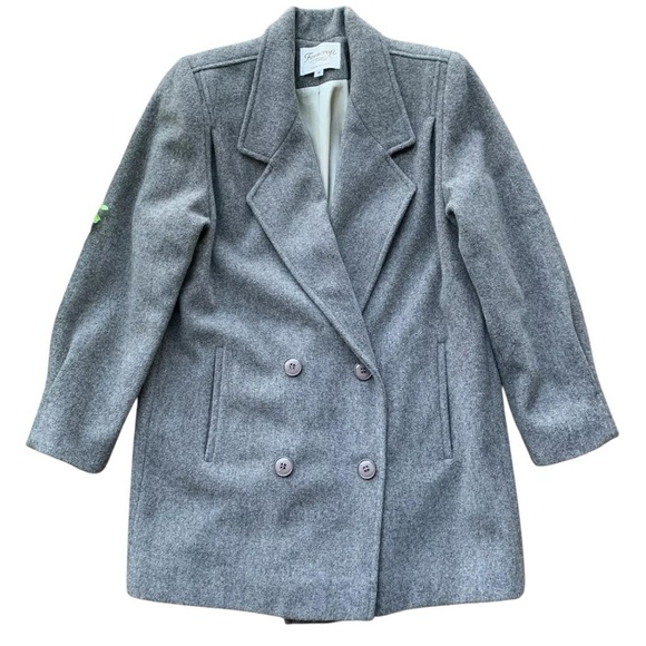 Vtg Ferncroft Wool Buttoned Oversized Blazer Coat Jacket Gray Size 4 - Picture 1 of 8